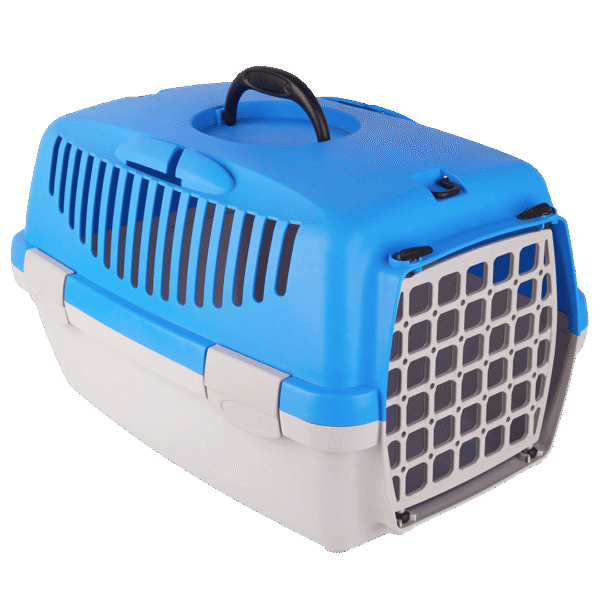 Two-Tone Pet Travel Carrier – Blue & White Crate for Cats and Small Dogs