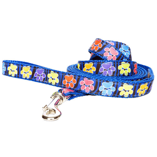 Colorful Paw Print Pet Leash – Durable Nylon Lead for Dogs & Cats